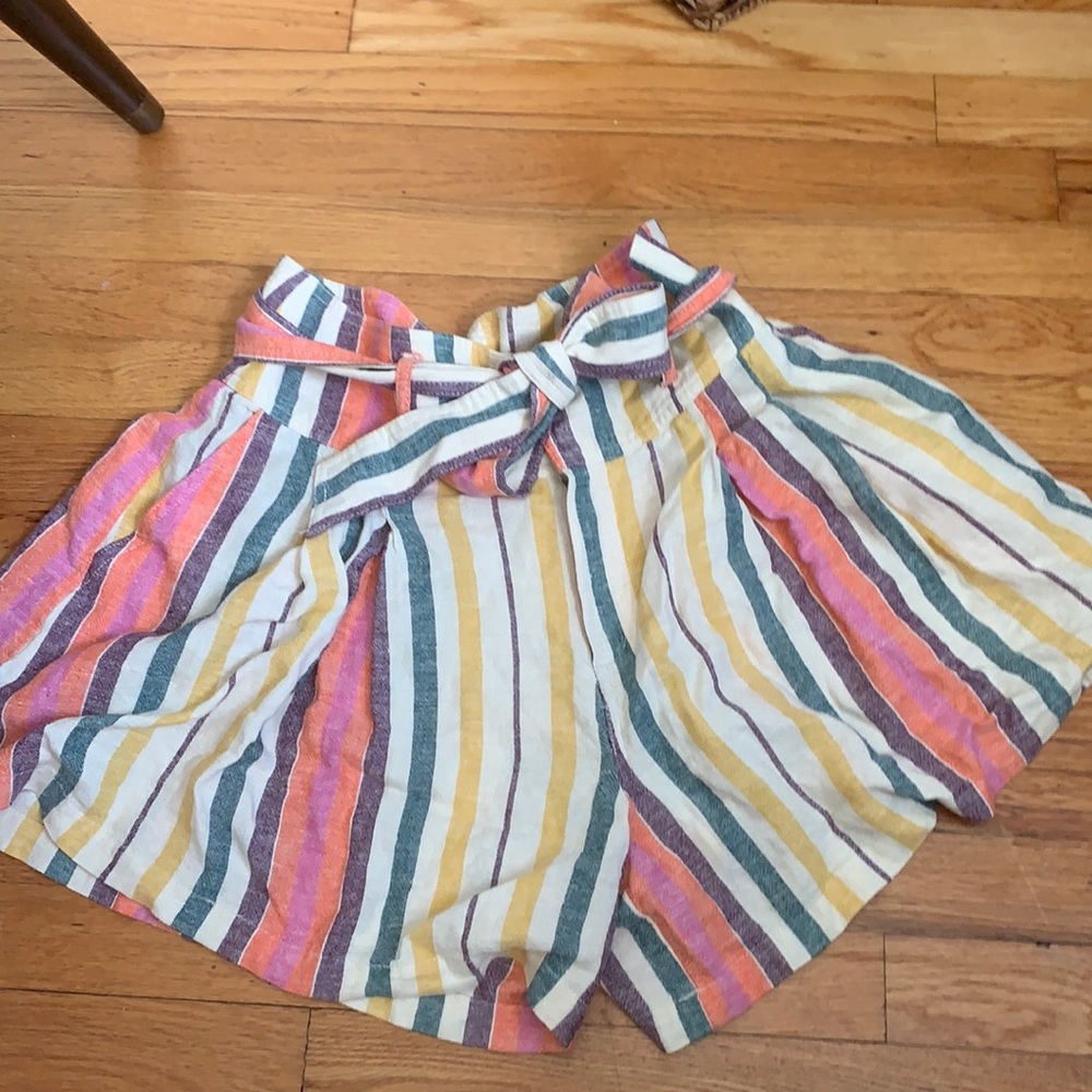 Stripe paper bag shorts